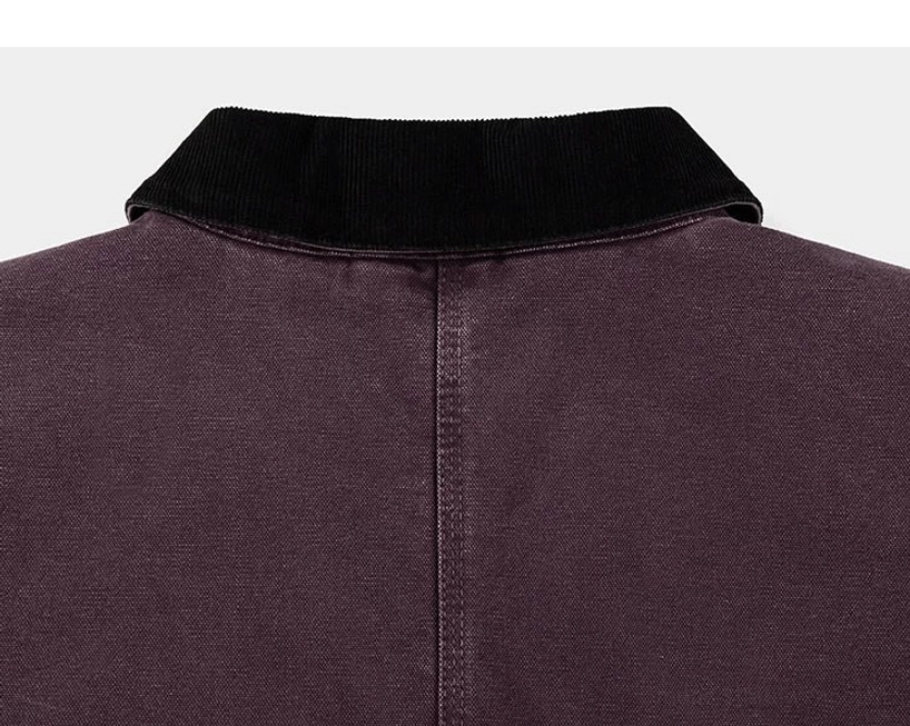 Korean fashion inspired utility jacket with boxy shape, contrasting collar, and functional oversized patch pockets