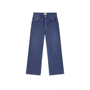 Legal Blue high rise wide leg denim jeans front flat lay showing full length Seoul streetwear silhouette