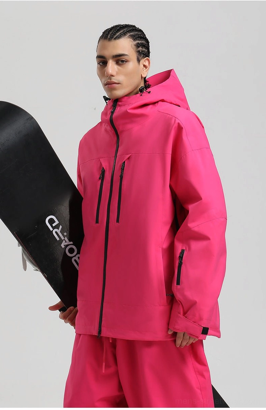 Relaxed men’s winter shell jacket with a full-length zipper, hood, and practical outdoor design