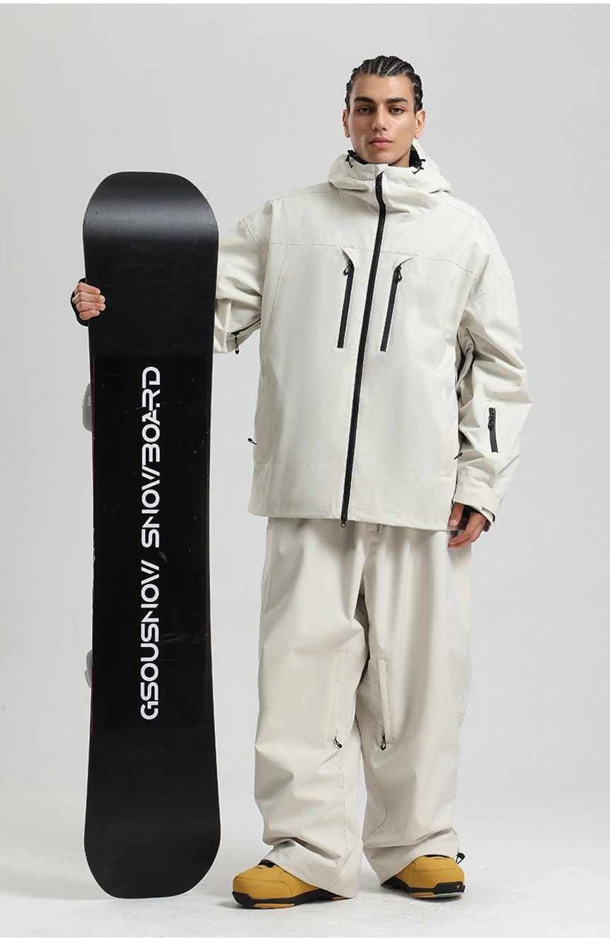 Snow-ready hooded jacket with functional pockets and a minimalist silhouette for snowboard and ski days