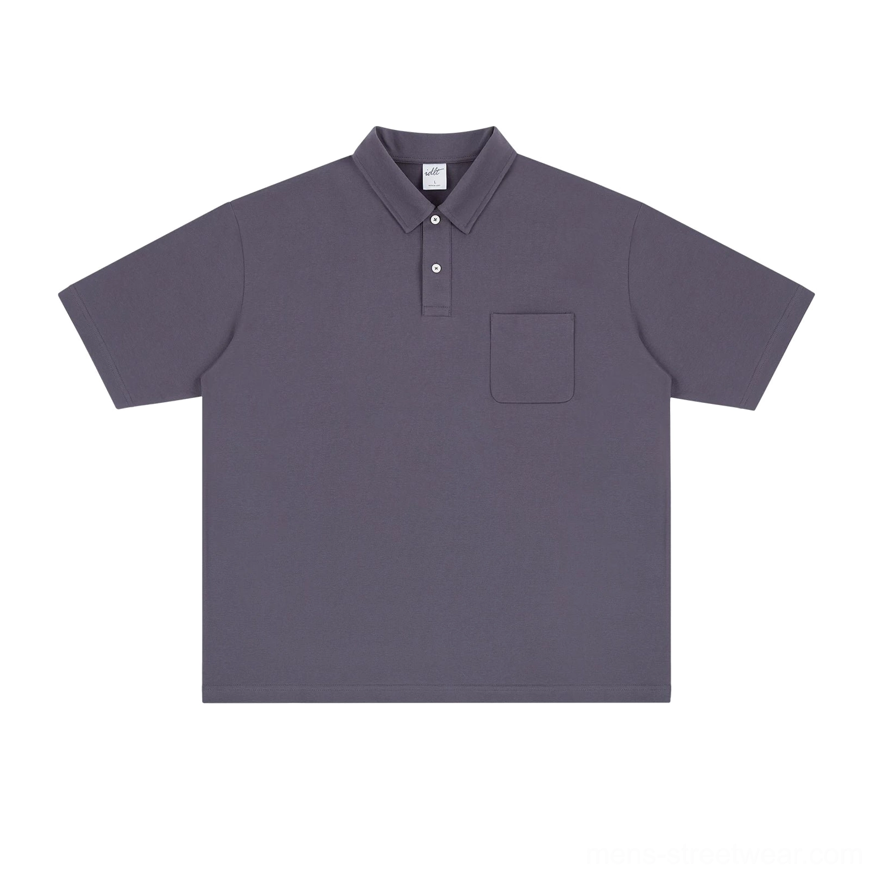 Men's technical knit polo shirt color and fit reference featuring a clean chest pocket, short sleeves, and modern urban styling