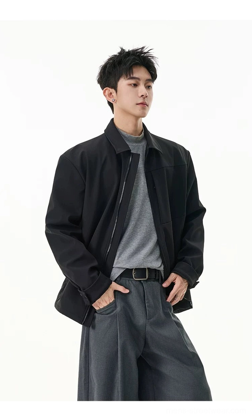 Men's minimalist zip shirt jacket designed for layered outfits, casual streetwear, and modern urban fashion