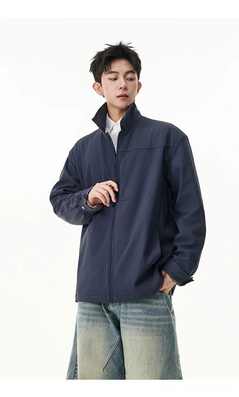 Modern men's zip jacket shirt with understated styling, versatile colors, and relaxed urban silhouette