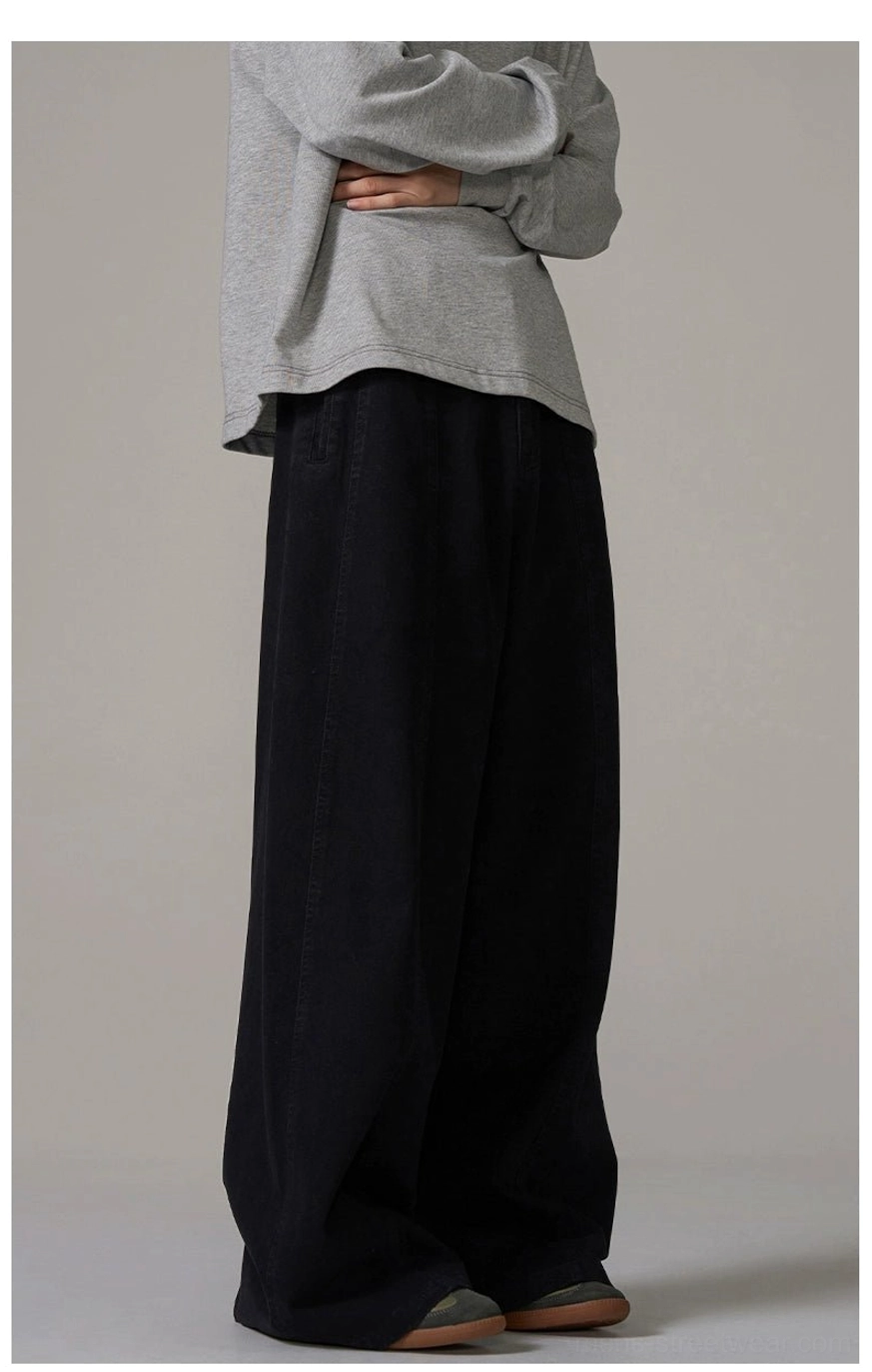 Minimalist Korean fashion wide-leg trousers designed for layered Acubi streetwear outfits