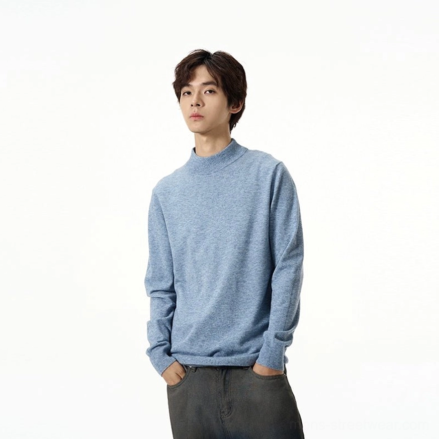 Minimalist mock neck knit sweater for Korean inspired casual layering and everyday city outfits