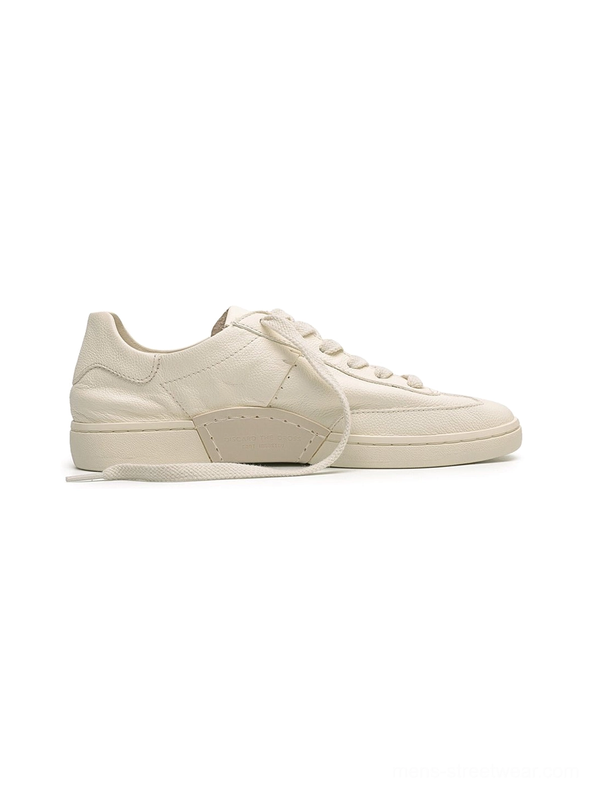 Minimalist off-white cowhide leather flats product image showcasing the retro tennis sneaker shape for Korean fashion outfits
