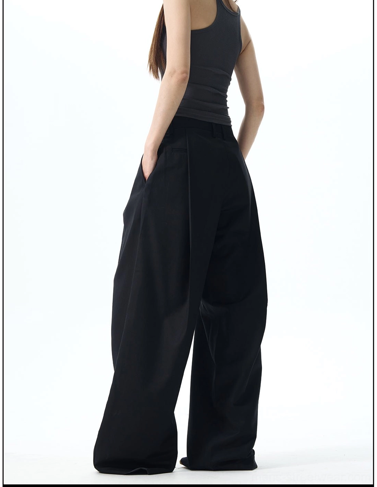 Modern pleated wide leg trousers product image for oversized Korean fashion and contemporary urban wardrobes