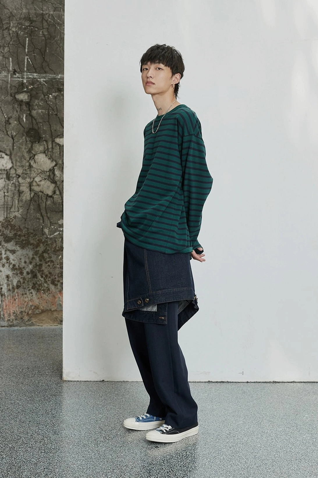Modern streetwear trousers with clean straight silhouette and comfortable elasticated waistband