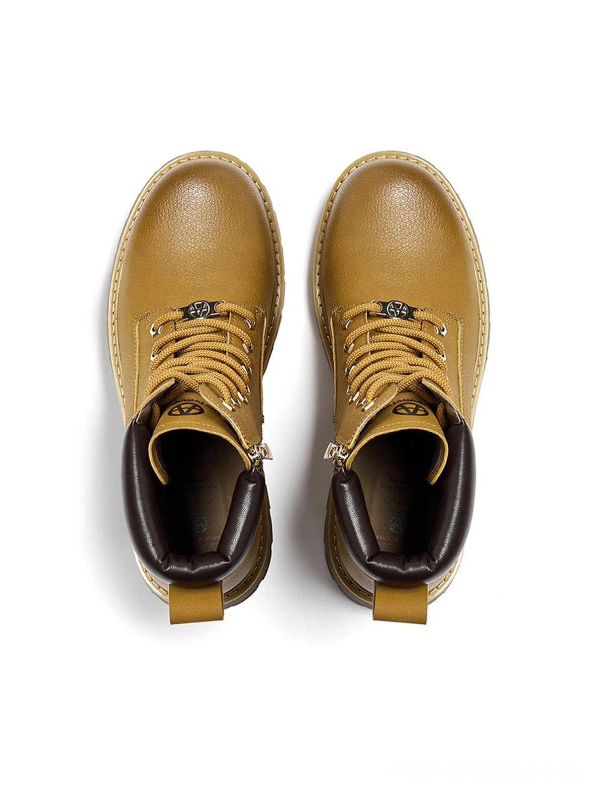 Modern utility ankle boots with zip closure, rounded toe, synthetic upper, and rugged lug sole