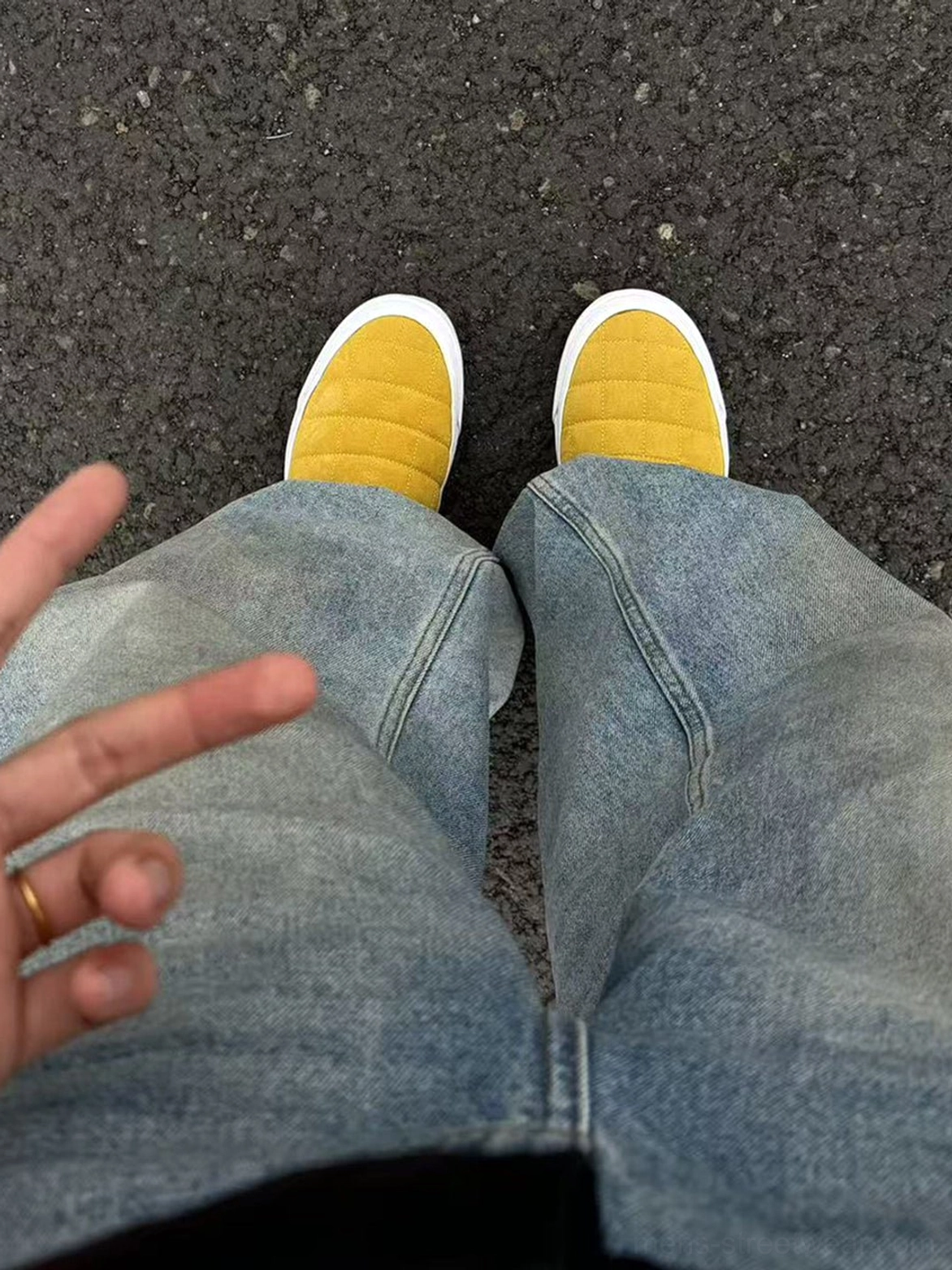 Mustard yellow quilted backless streetwear sneaker mules product detail view