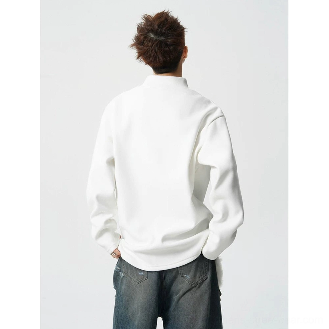 Oversized boxy fleece top with funnel neckline for Korean fashion, techwear-inspired, and casual city looks