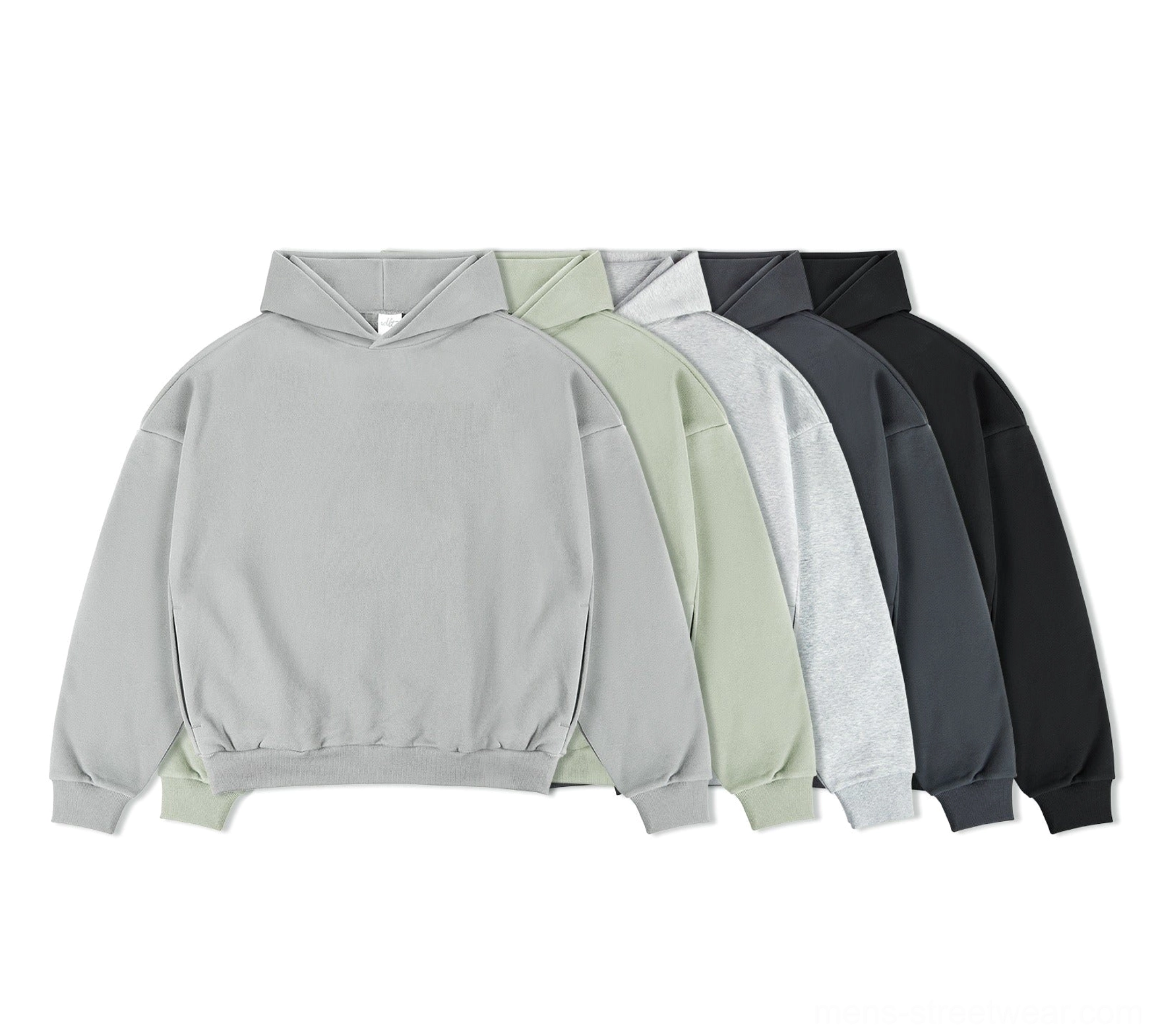 Five color collection of oversized cotton French terry hoodies for Korean streetwear outfits