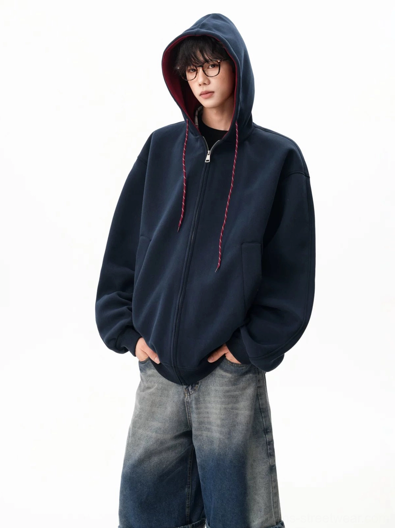 Unisex-inspired oversized fleece zip hoodie designed for Korean fashion, Acubi styling, and everyday layering