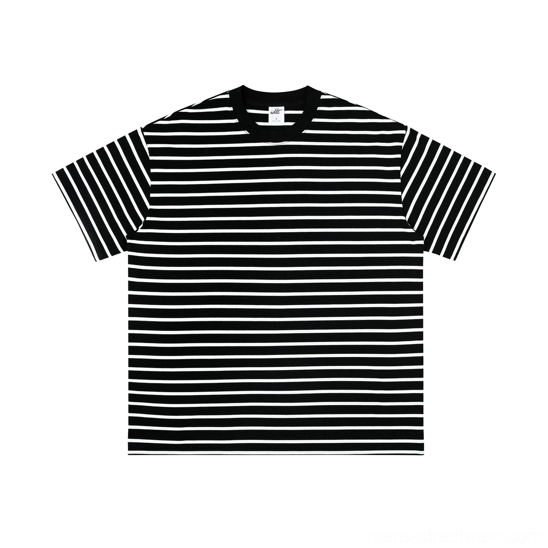 Black bar oversized nautical cotton streetwear T-shirt relaxed crew neck product view