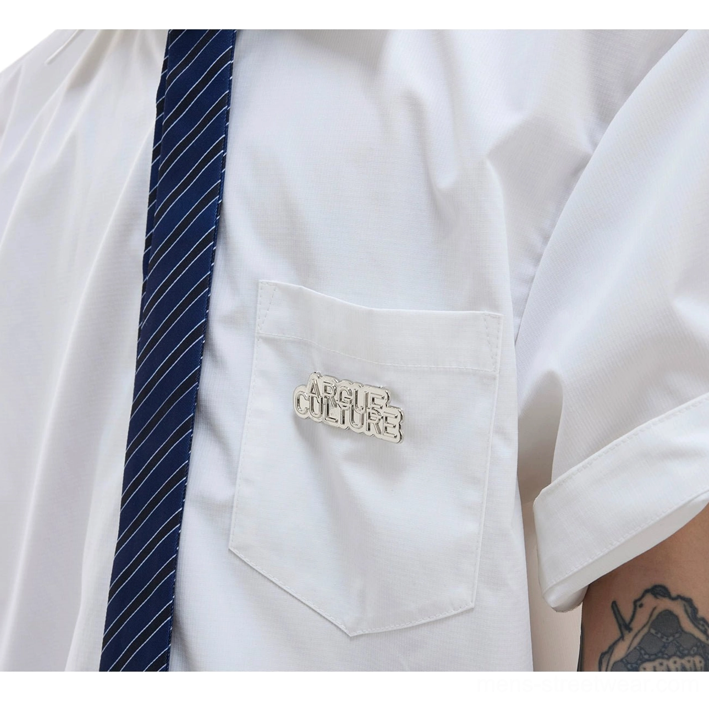 Oversized short sleeve shirt with coordinated necktie in modern Korean streetwear styling