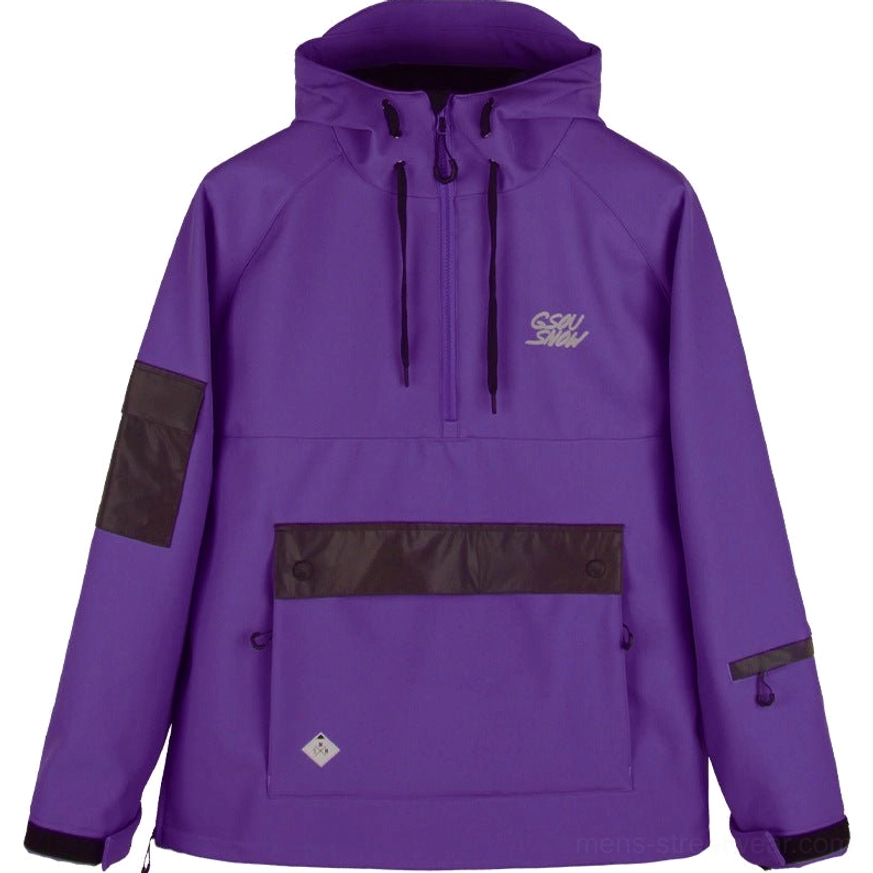 Purple unisex reflective color block snow anorak jacket technical streetwear outerwear product view