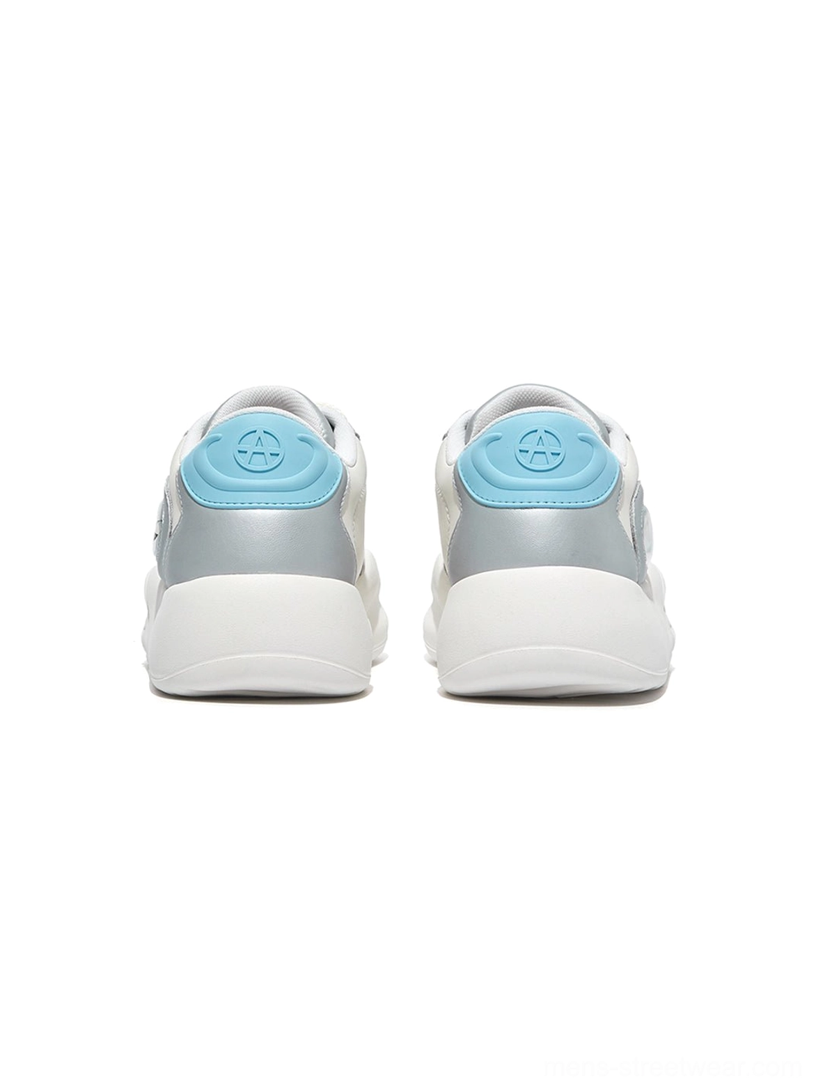 Reflective silver PU sneakers with breathable textile panels, lace-up front, and layered white platform outsole