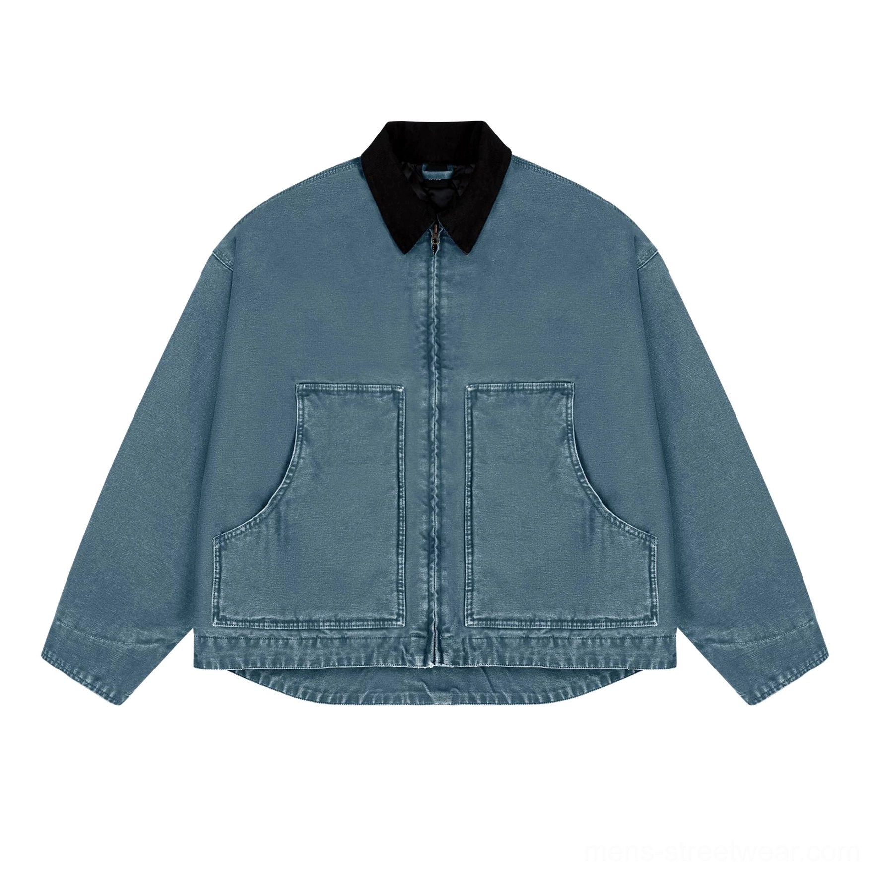 Relaxed canvas outerwear jacket combining vintage utility references with a modern Korean streetwear silhouette