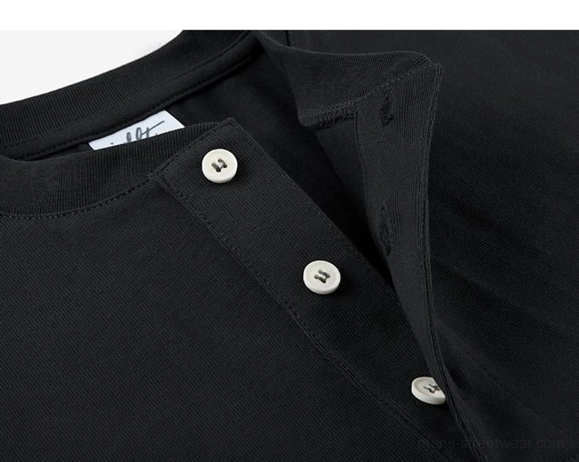 Relaxed fit cotton Henley T-shirt product image suitable for denim, chinos, trousers, and shorts