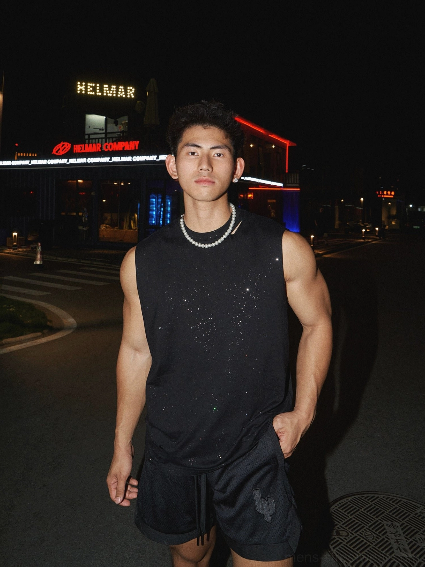 Relaxed fit mesh embroidered shorts designed for summer streetwear, casual sportswear outfits, and breathable everyday comfort