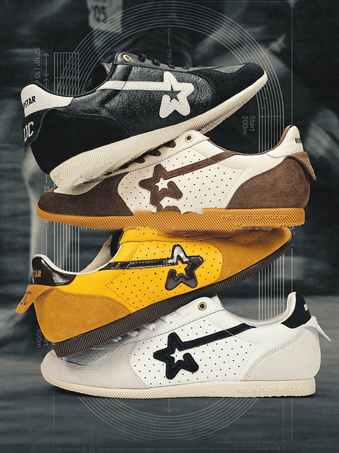Unisex retro suede star low-profile trainers for Korean streetwear, Acubi fashion, casual outfits, and everyday city styling