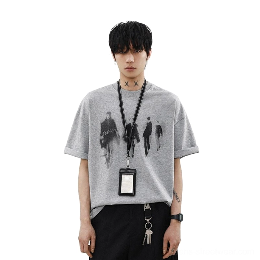 Runway Shadows oversized graphic tee product image featuring relaxed Korean streetwear proportions and cotton construction