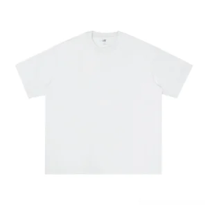 White 320GSM cotton oversized crew neck streetwear T-shirt front flat lay with relaxed silhouette
