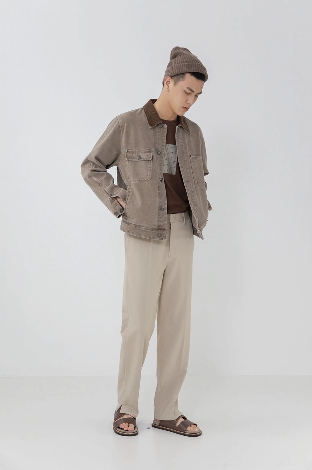Split hem straight pants pocket design front slant pocket detail craftsmanship