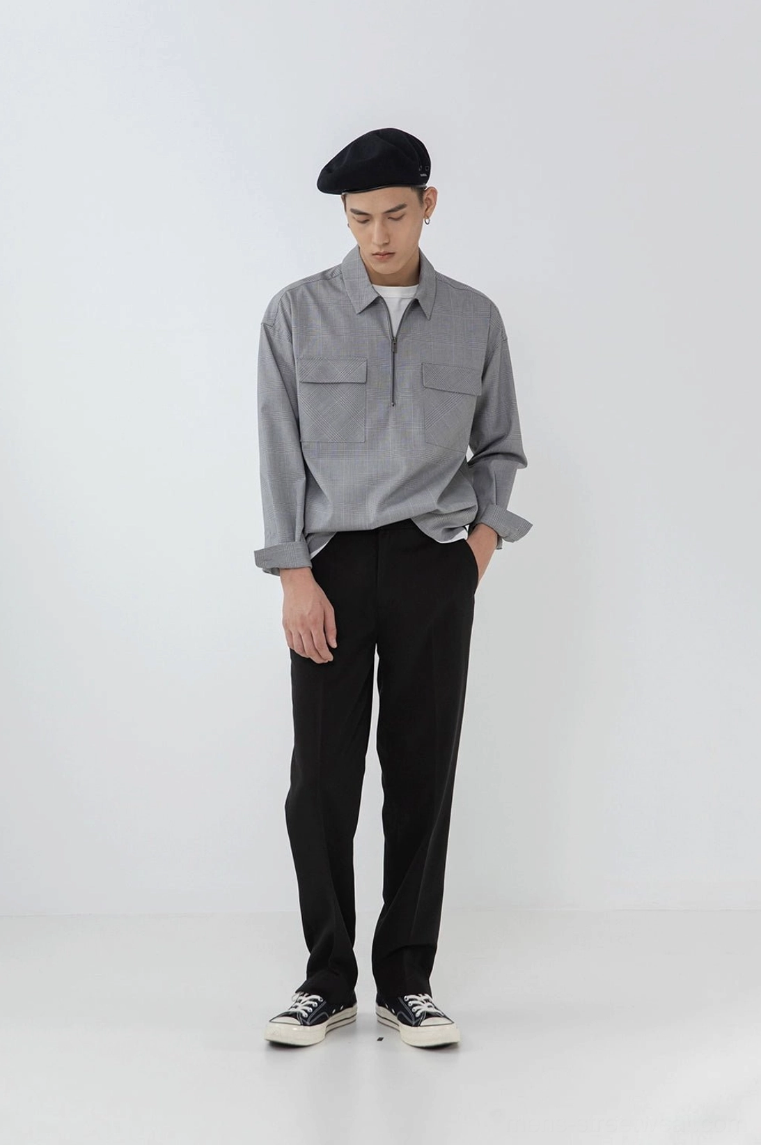 Split hem pants layered styling autumn winter contemporary streetwear