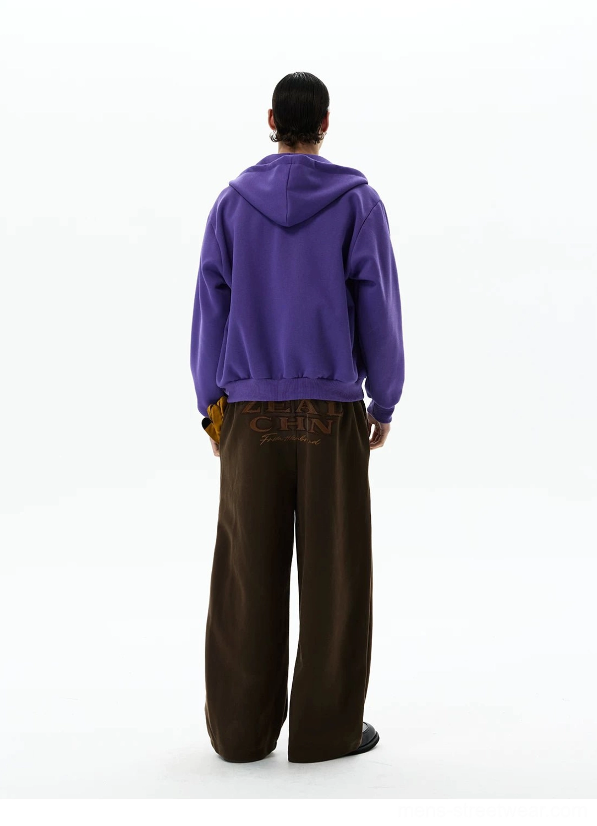 Purple Stellar Drift oversized zip-up hoodie back view showing plain back panel and relaxed streetwear fit