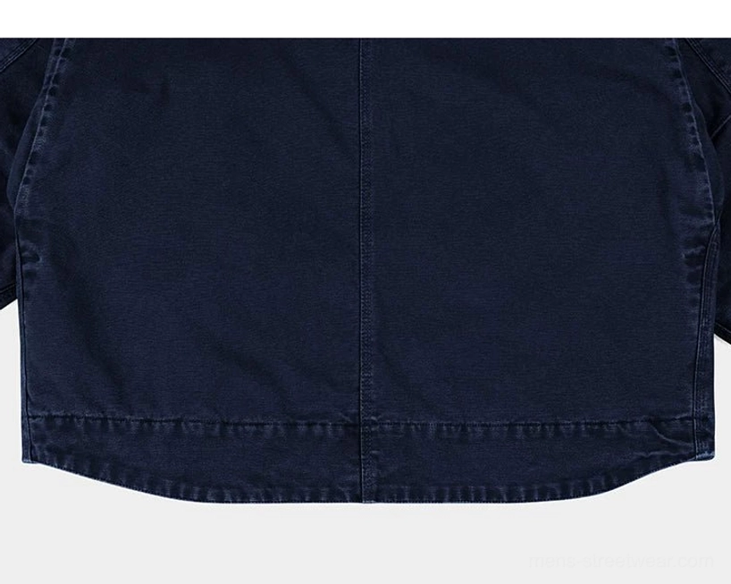 Textured corduroy collar jacket with quilted lining and cotton canvas body for transitional season streetwear