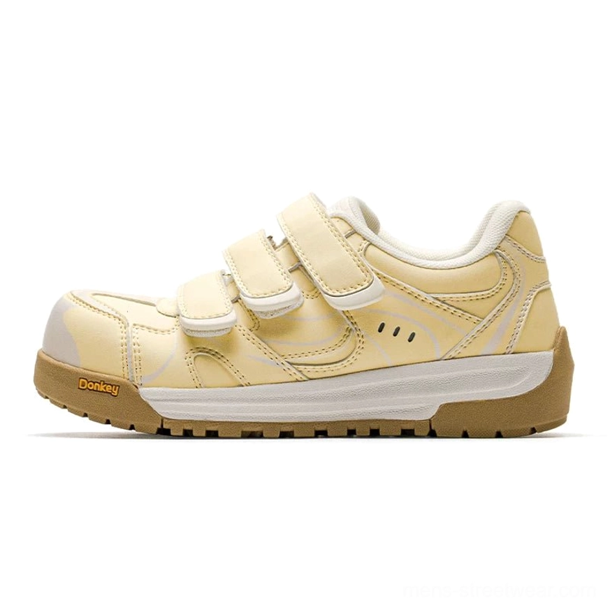 Casual platform sneakers featuring three hook-and-loop straps, cushioned footbed, and thick rubber sole