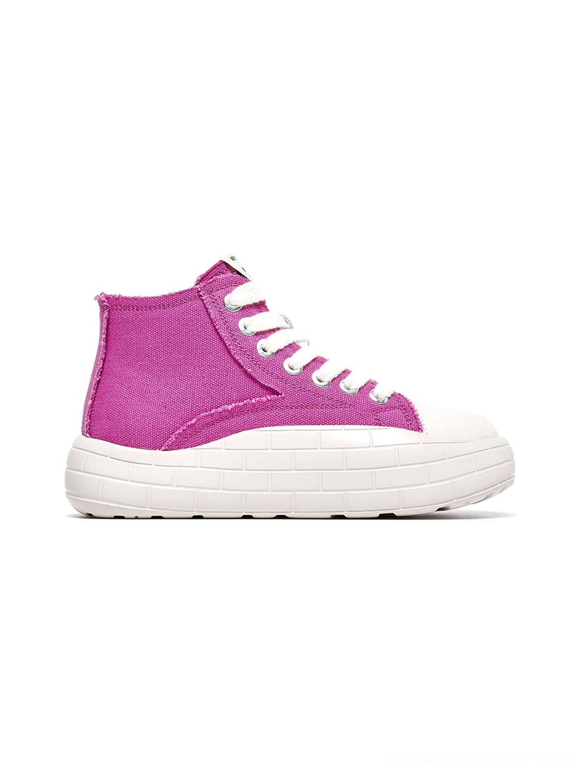 Casual unisex platform canvas high-tops with graphic color blocking and a distinctive streetwear shape
