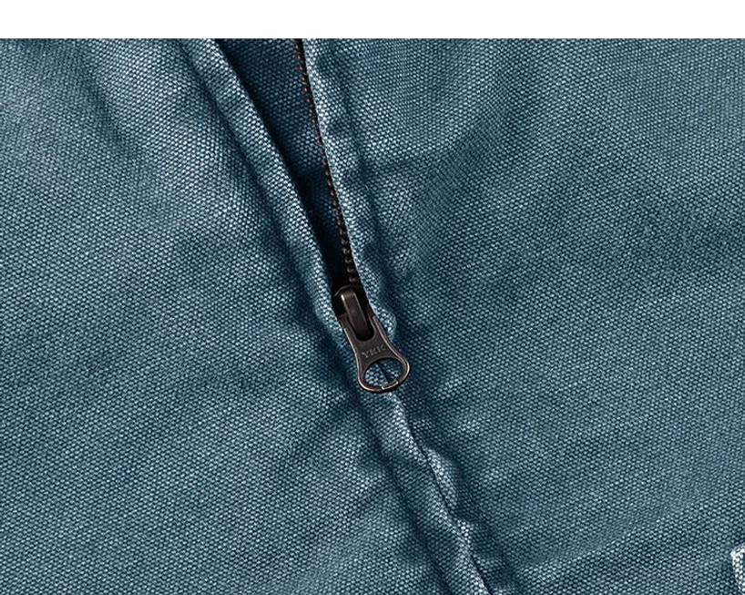 Two-tone corduroy collar quilted work jacket product view highlighting relaxed boxy streetwear silhouette and utility construction