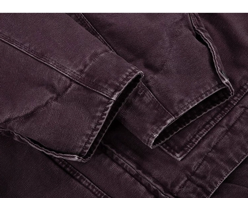 Two-tone streetwear outerwear jacket designed with a practical zip front, tactile corduroy collar, and quilted interior