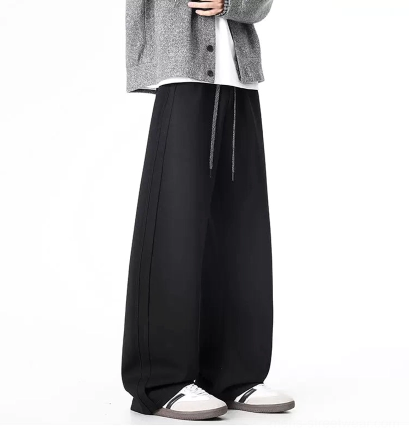 Ultra-wide drawstring sweatpants in relaxed Korean streetwear style product detail view