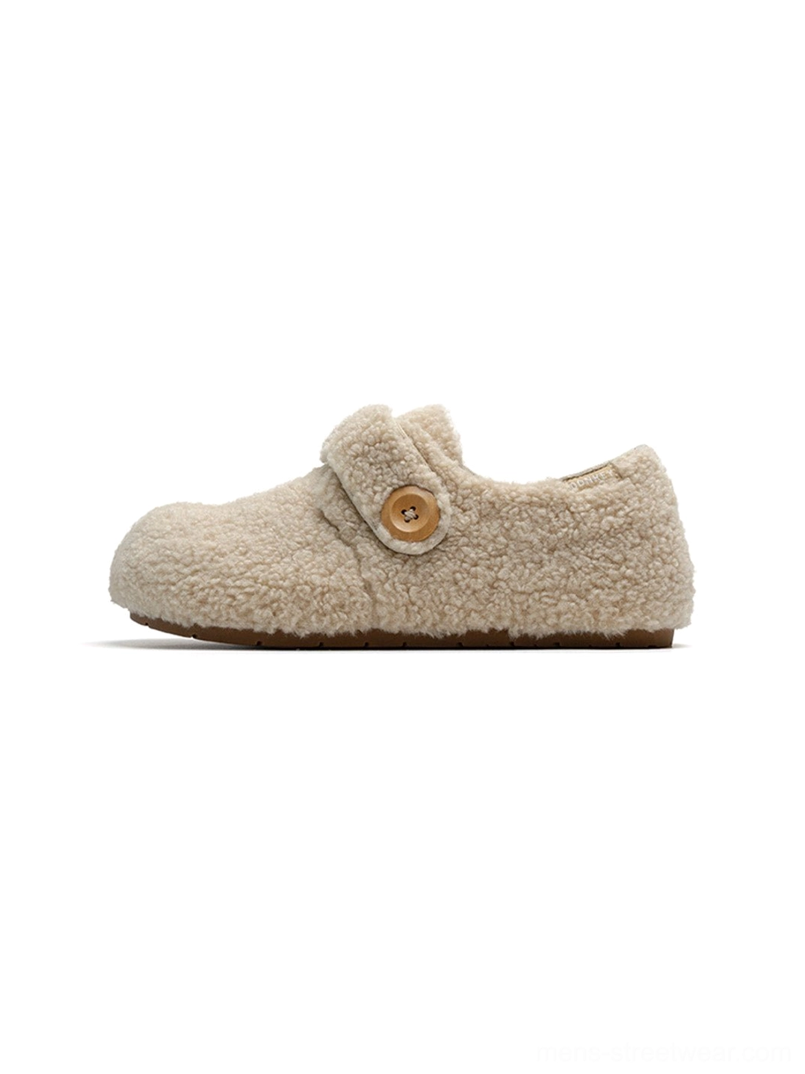 Unisex faux fur Velcro slip-on shoes in leopard plaid and neutral cozy streetwear finishes