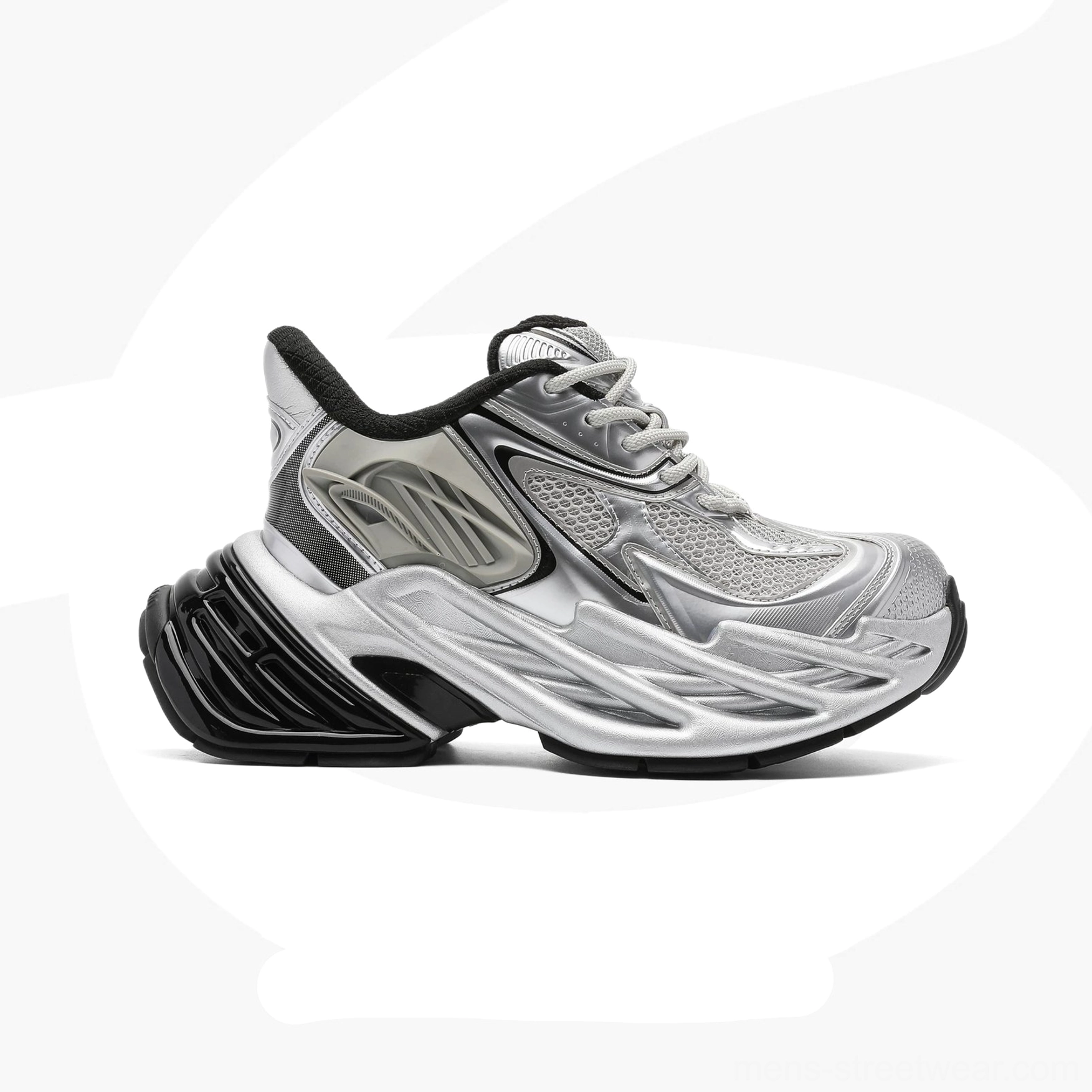 Unisex futuristic chunky runner sneakers designed for Acubi fashion techwear and contemporary streetwear styling