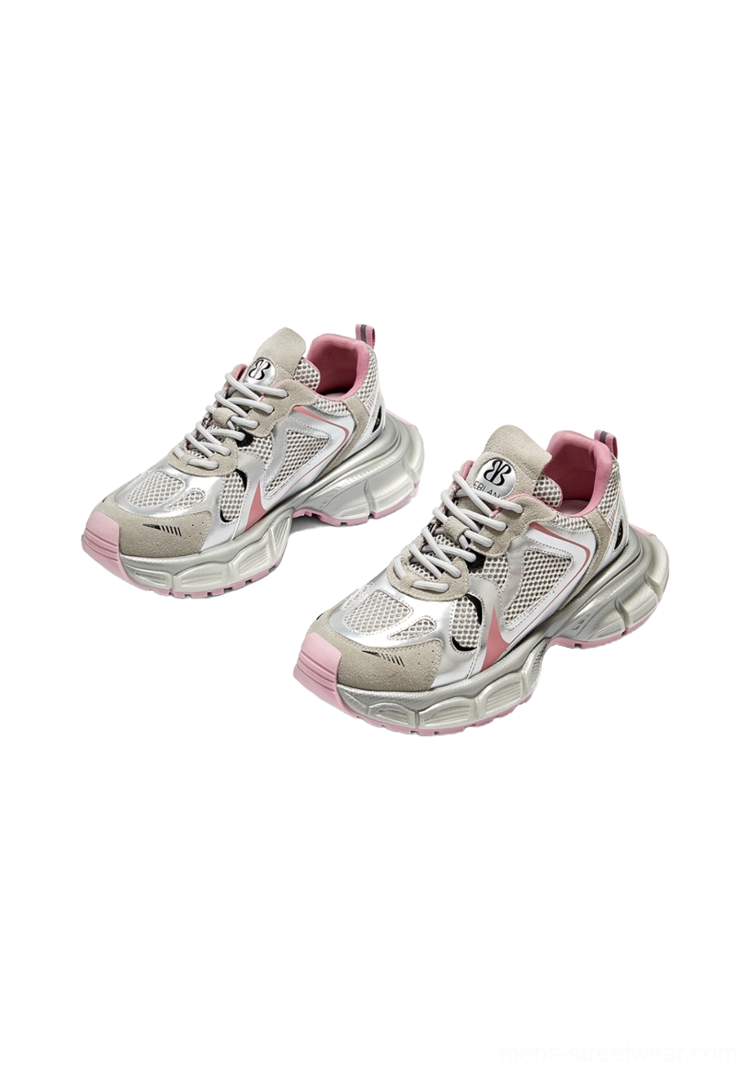Unisex retro running sneakers with metallic mesh panels, contrast detailing, and padded lace-up tongue