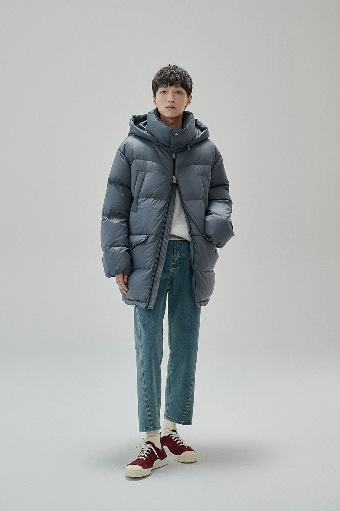 Vintage-inspired collegiate UNIFORM rubber print sweatshirt for modern Korean streetwear outfits