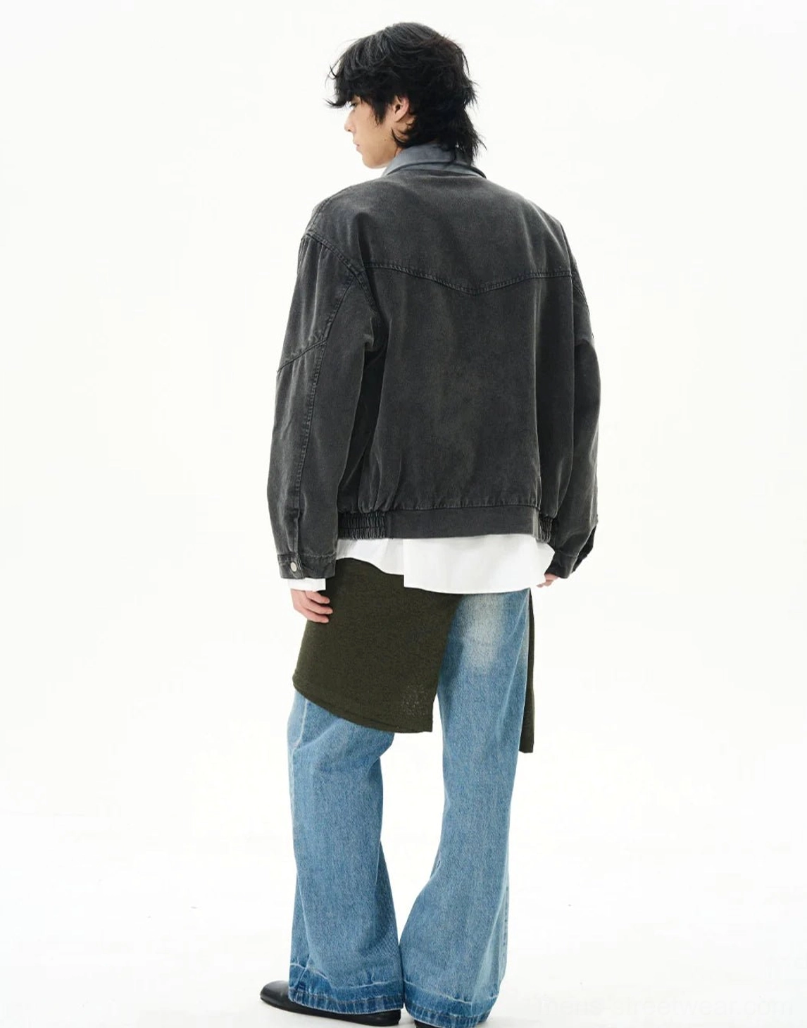Vintage duck canvas work jacket utility outerwear with snap-button pockets and relaxed workwear fit