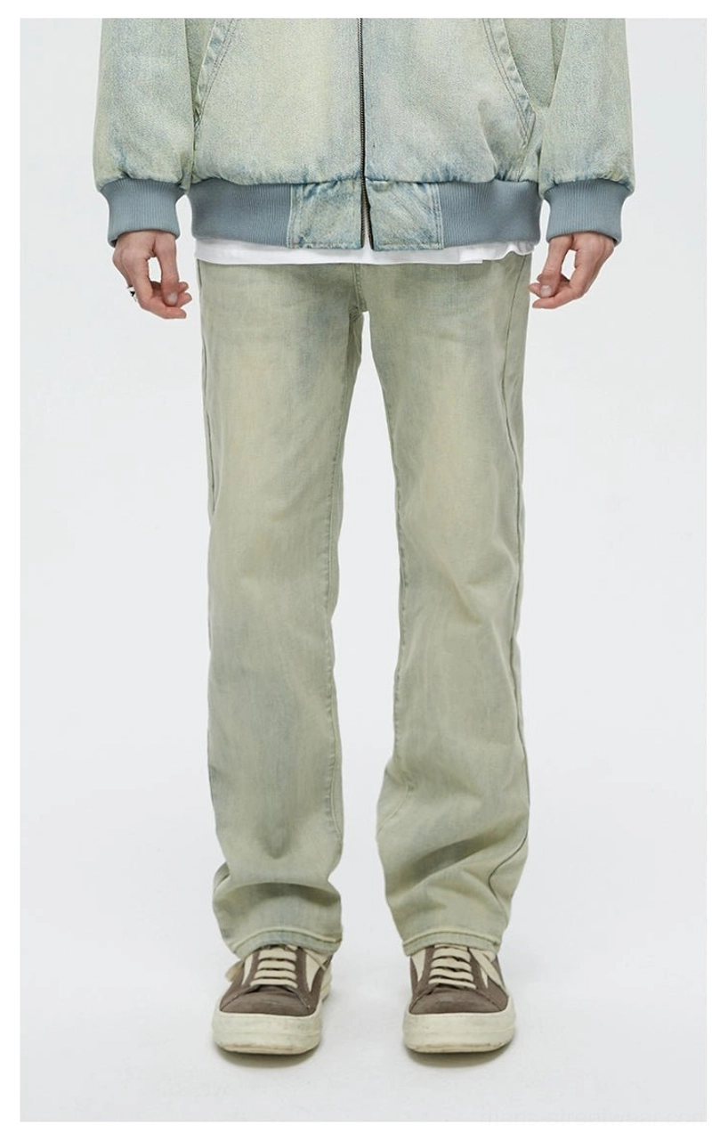 Vintage light mud-wash straight-leg jeans styled with a matching denim jacket and retro skate sneakers