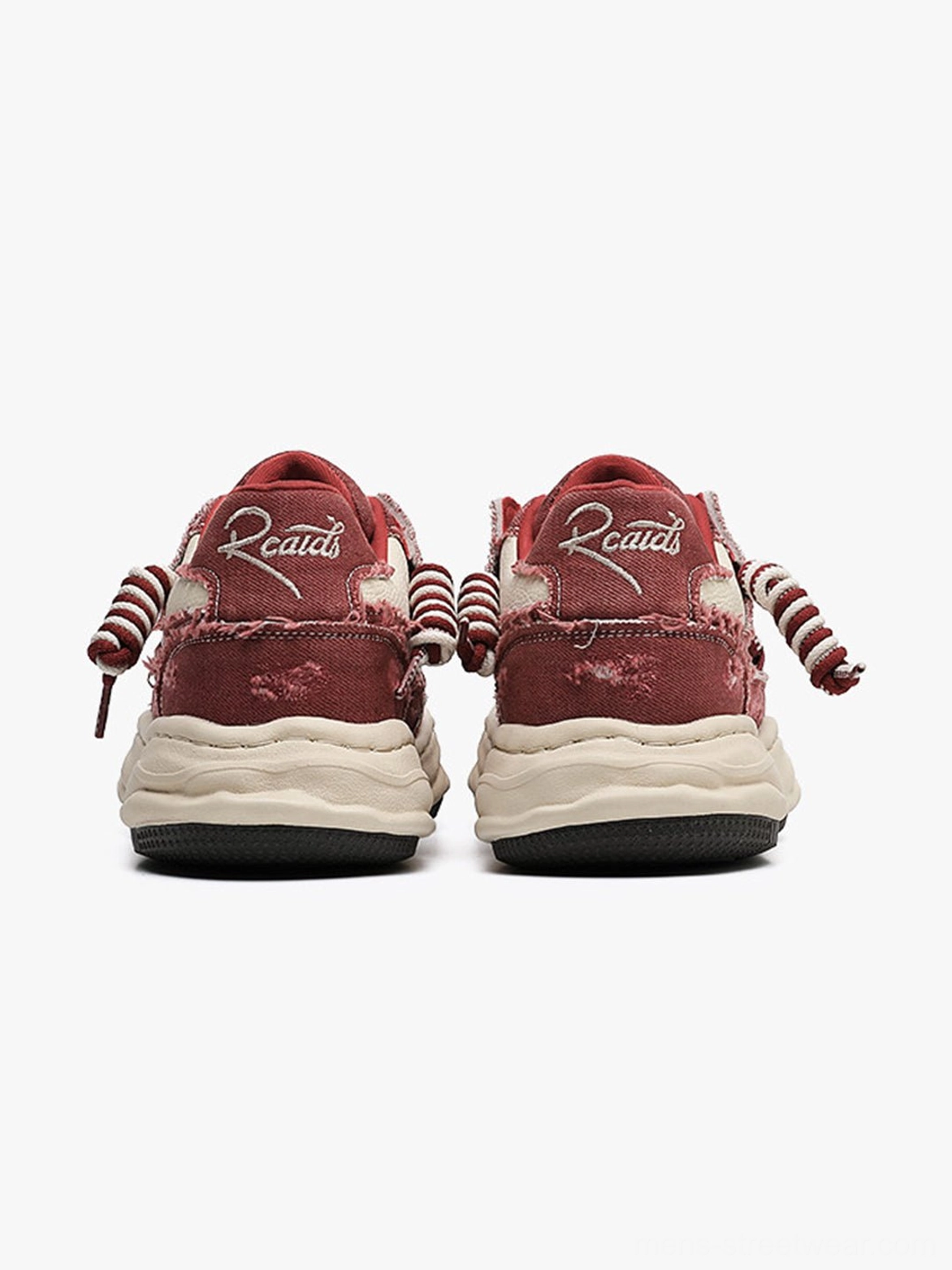 Vintage two-tone denim sneakers with oversized streetwear proportions for casual Korean fashion and everyday city outfits