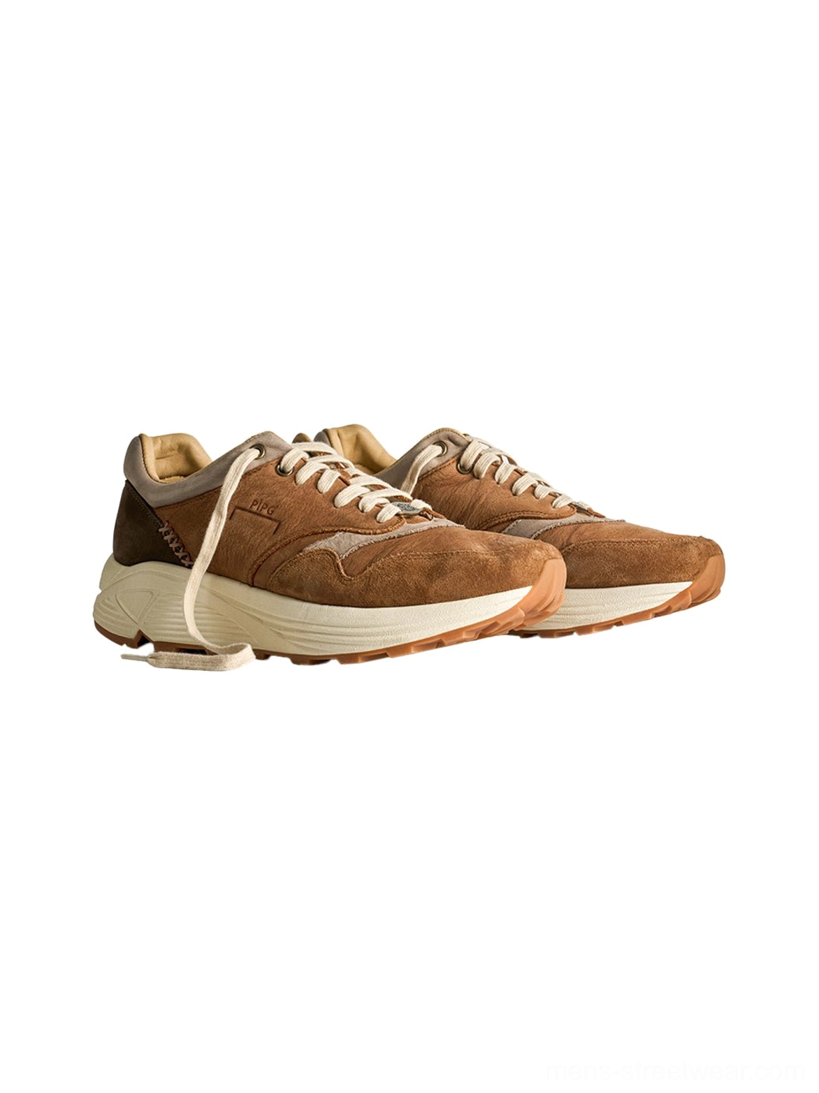 Earth-tone brown retro sneakers inspired by vintage outdoor footwear and contemporary Asian street fashion