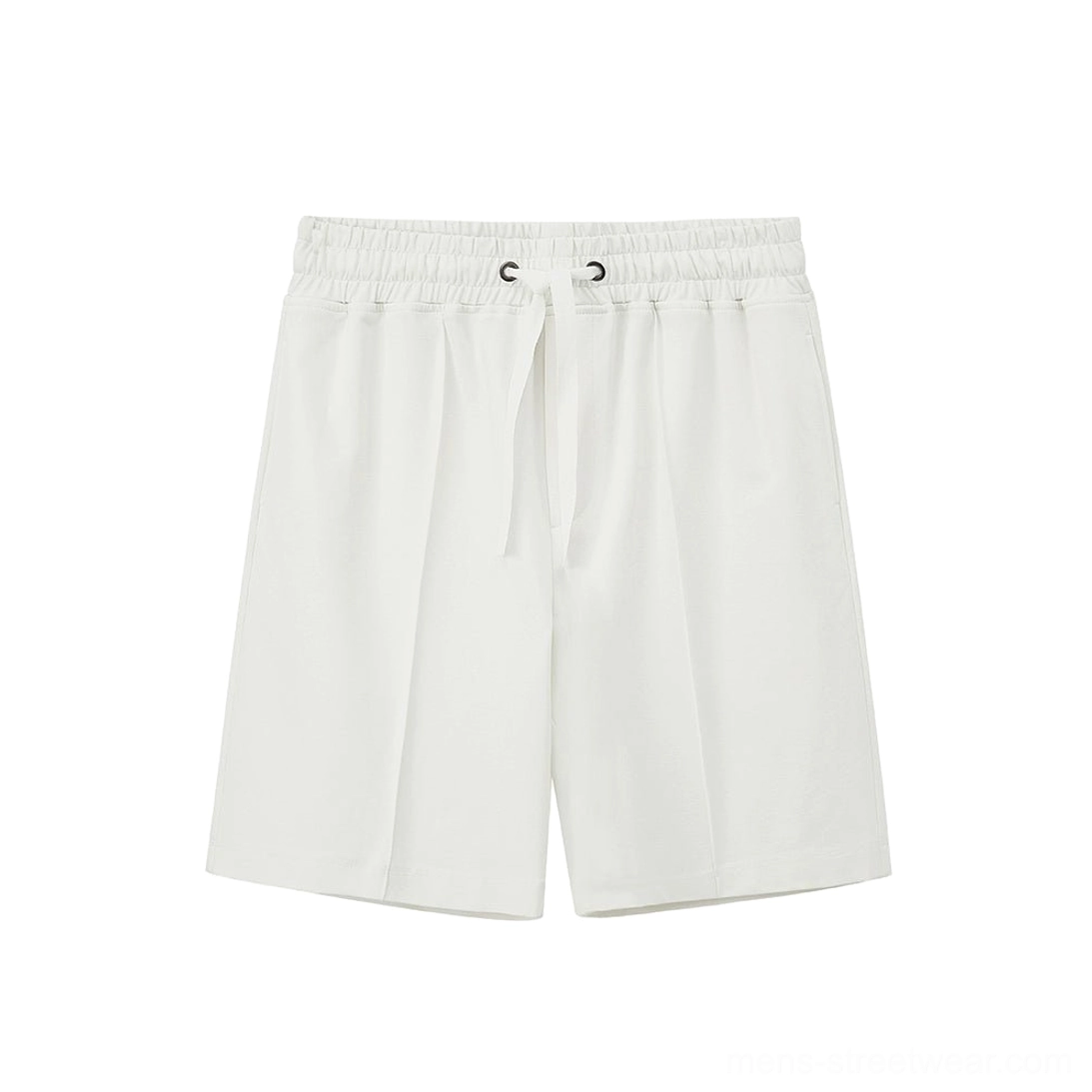 White lace-up straight leg shorts clean minimal aesthetic versatile wardrobe staple piece