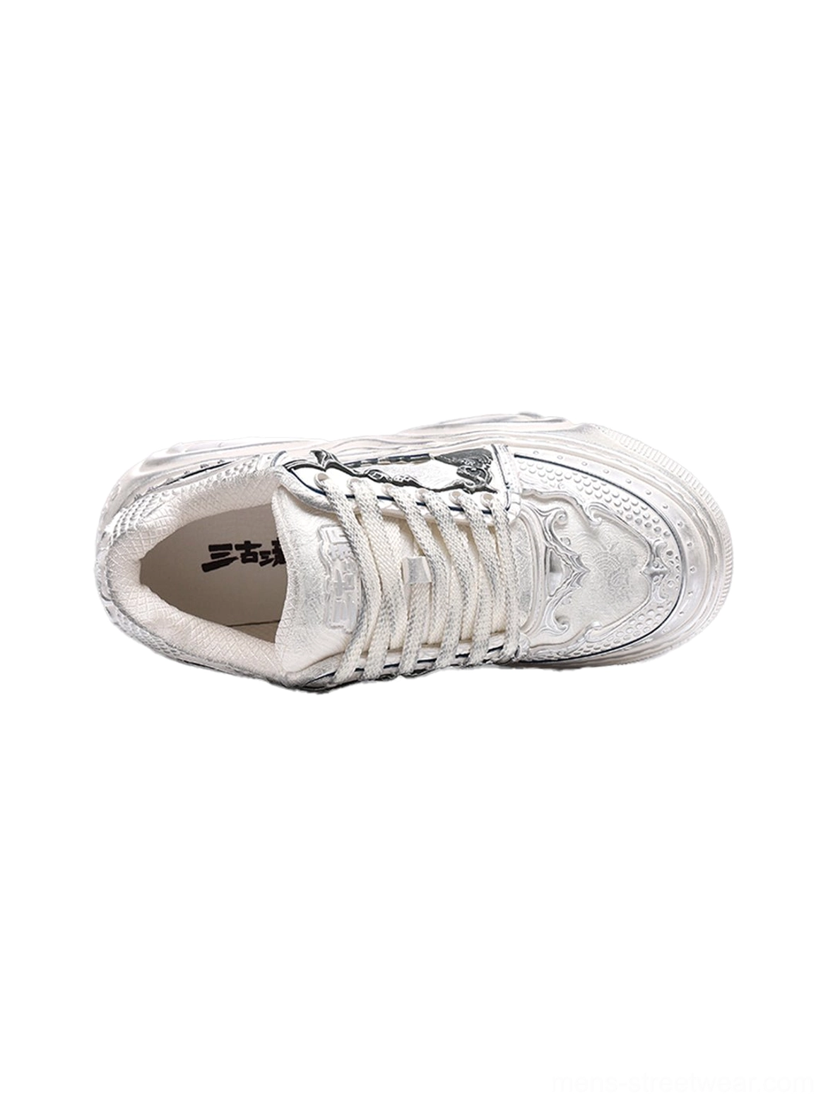 White Wukong-inspired sculpted platform sneakers for Korean streetwear and contemporary East Asian fashion styling