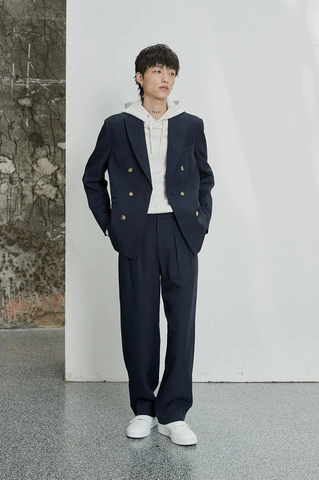 Wide-leg Korean fashion dress pants designed for layered streetwear outfits