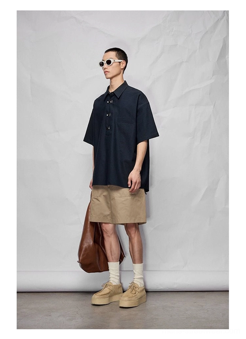 Wide relaxed cropped pants and knee-length shorts streetwear product detail image