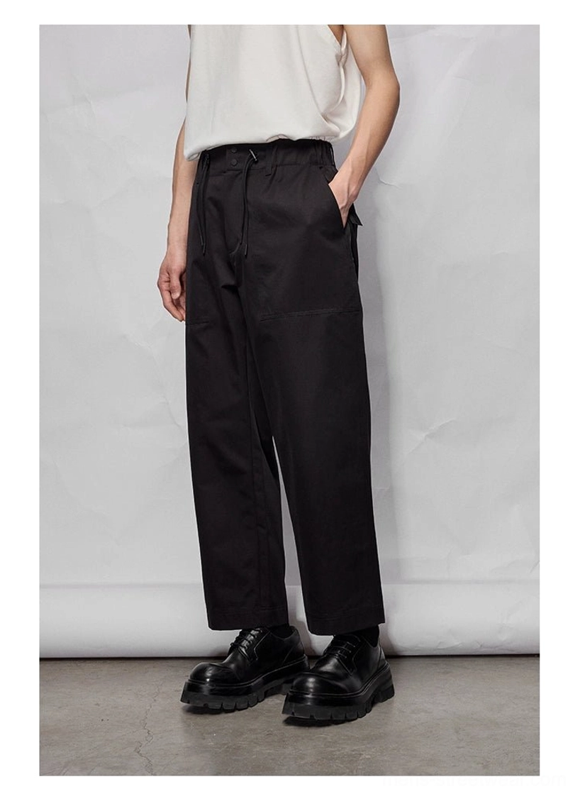 Contemporary Seoul-inspired streetwear bottoms with cropped length and relaxed straight-cut proportions